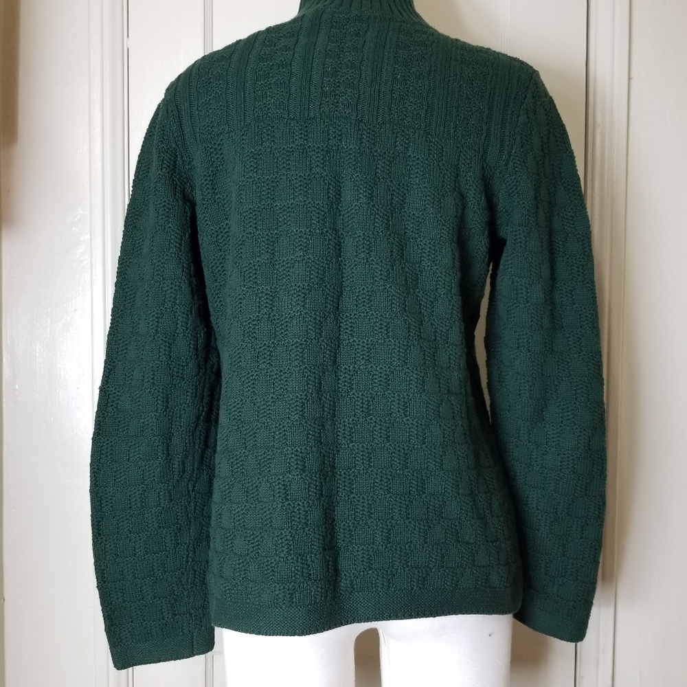 CHRISTOPHER AND BANKS green 100% cotton cable knit long sleeve zip up sweater - Picture 4 of 6